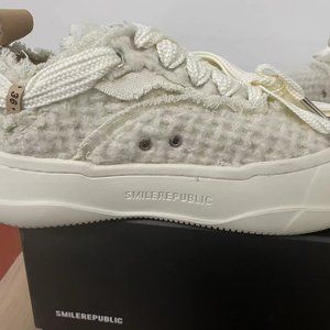 SMILEREPUBLIC open smile thick-soled canvas shoes